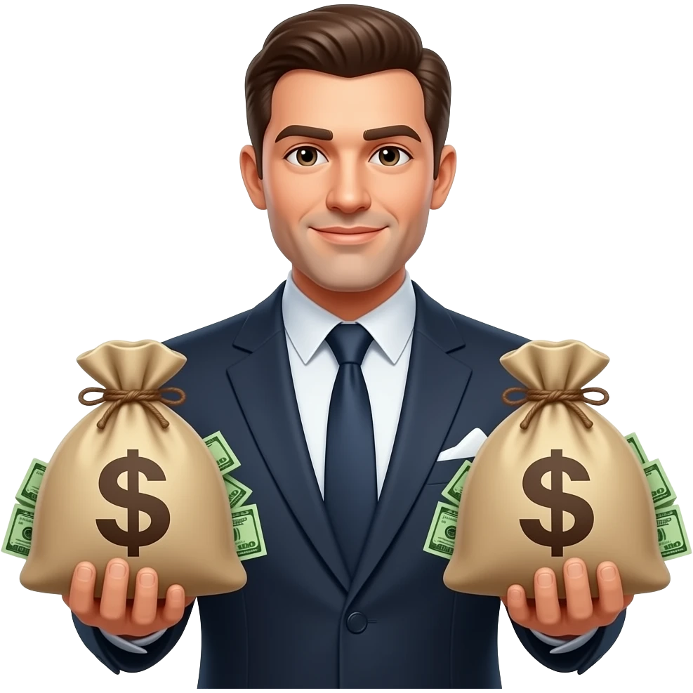 rich man with money bags emoji