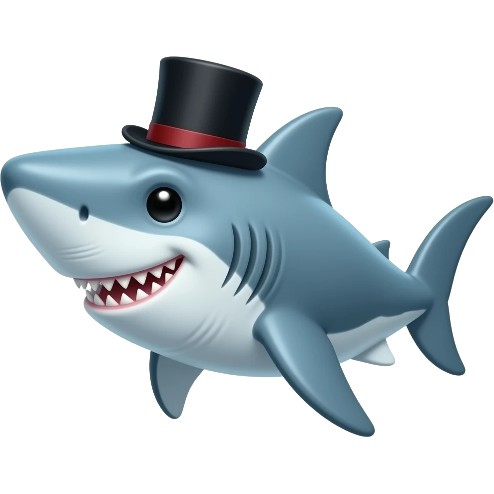 Shark with a top hat emoji