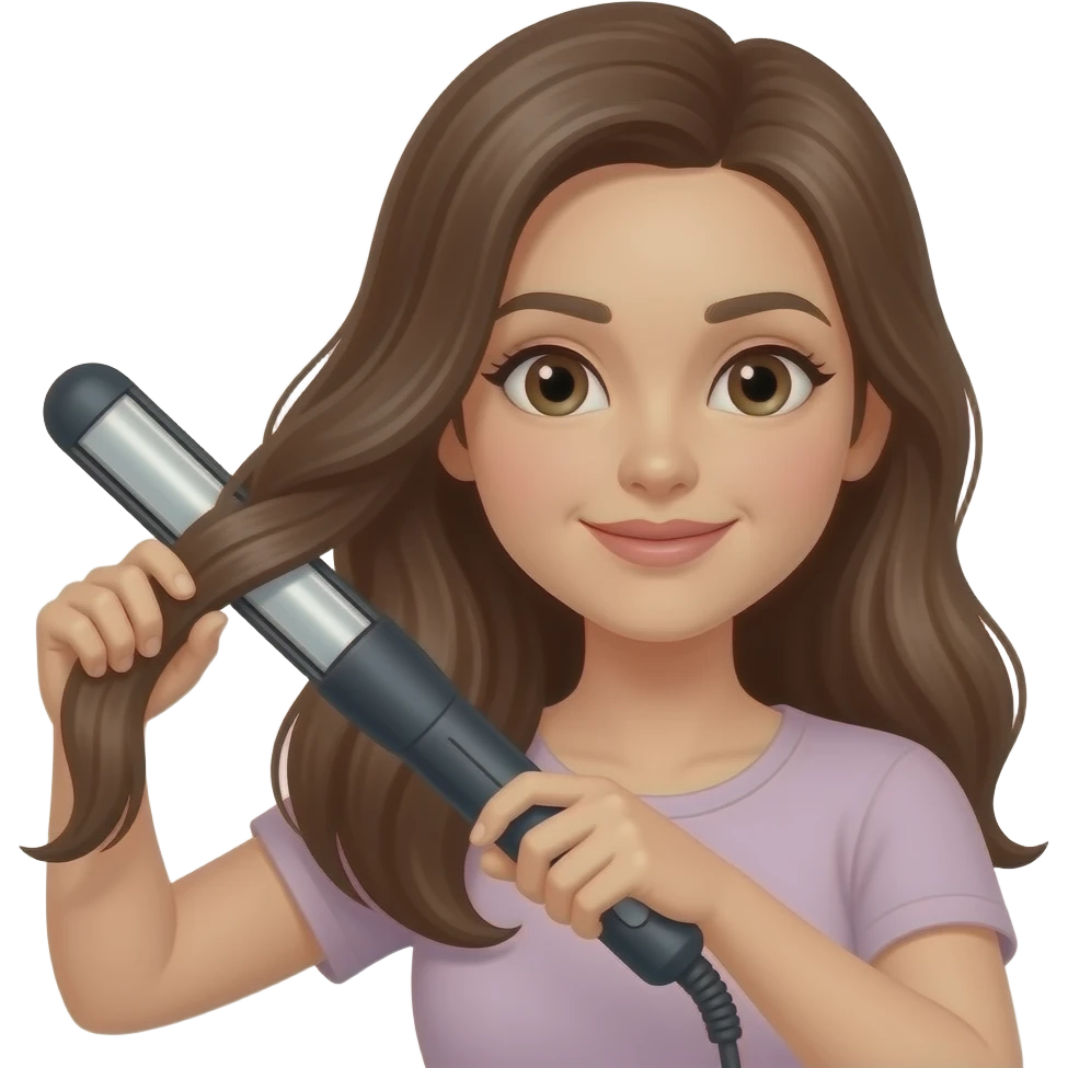woman using hair iron emoji