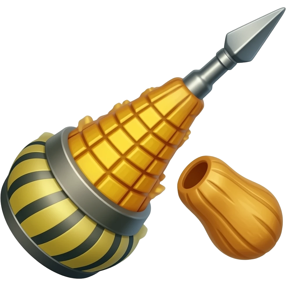 A bazooka that shoots a harpoon emoji