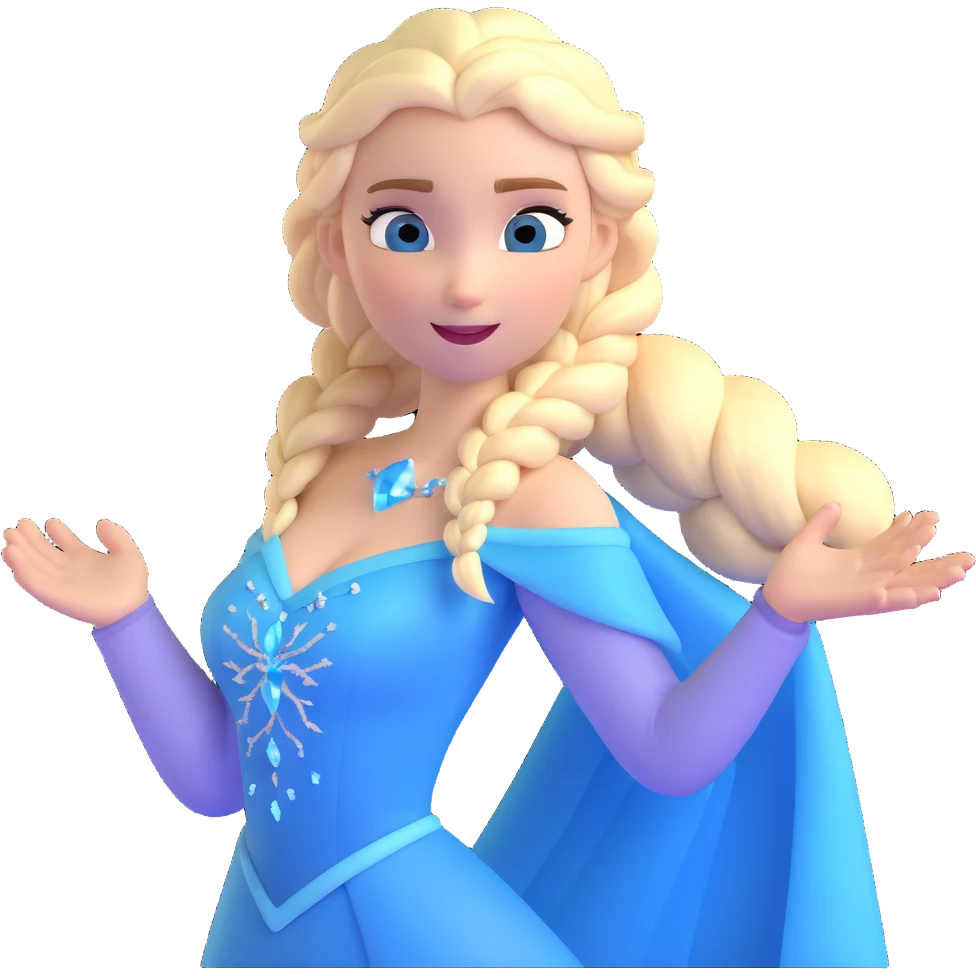 Queen Elsa ice powers with blonde braid, upper body from Frozen emoji