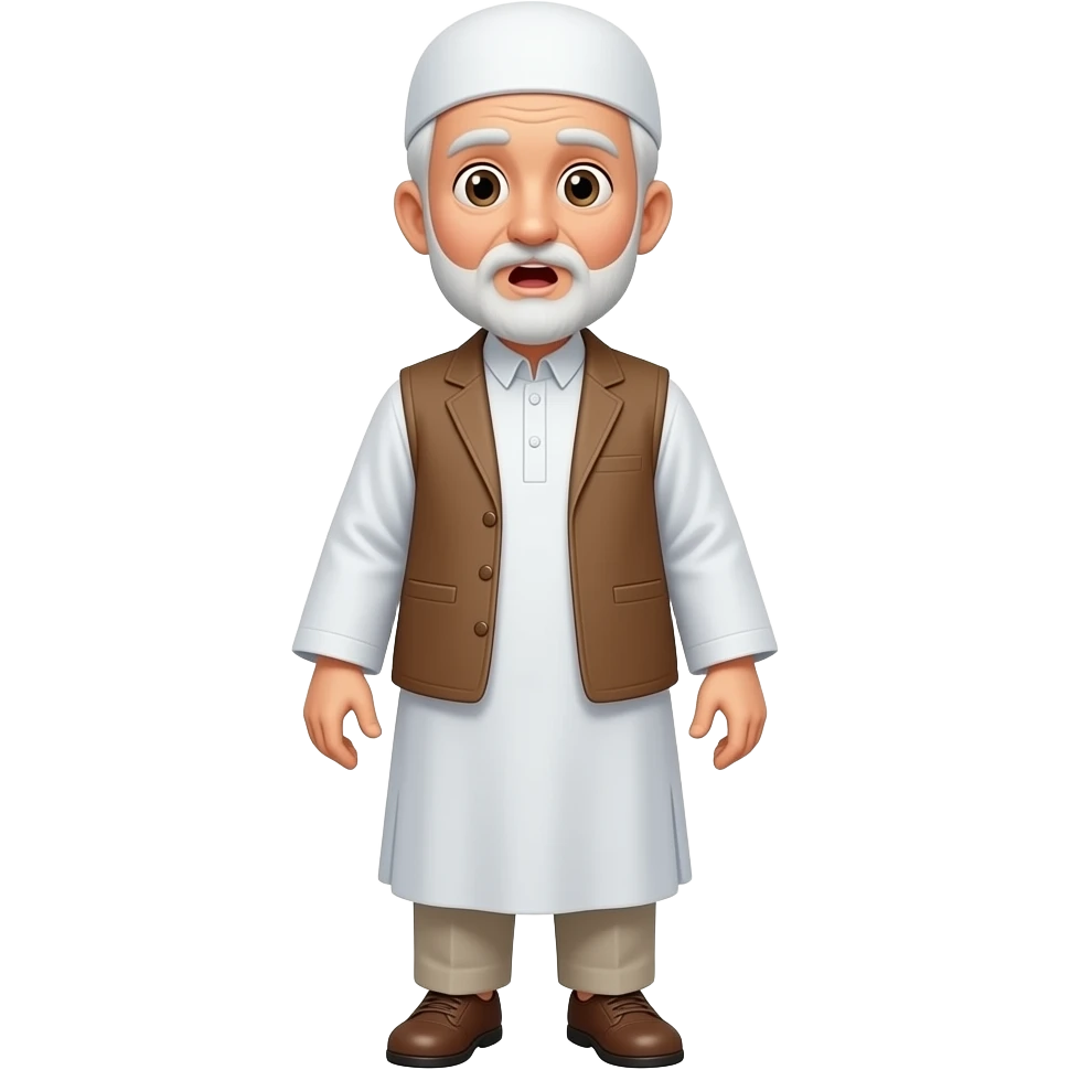 пожилой мужчина мусульманин удивлен во  весь рост emoji