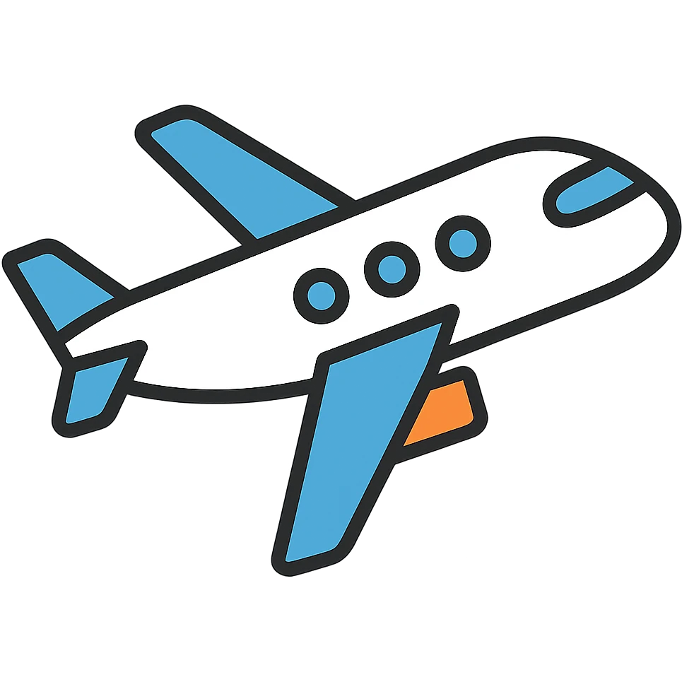 Make the airplane blue and white with no background, keep the original Color Outline icon style. emoji