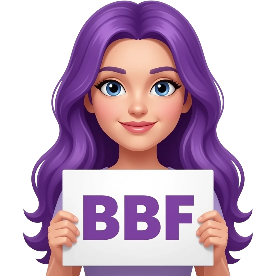 sexy girl with long purple hair holding a BBF sign emoji