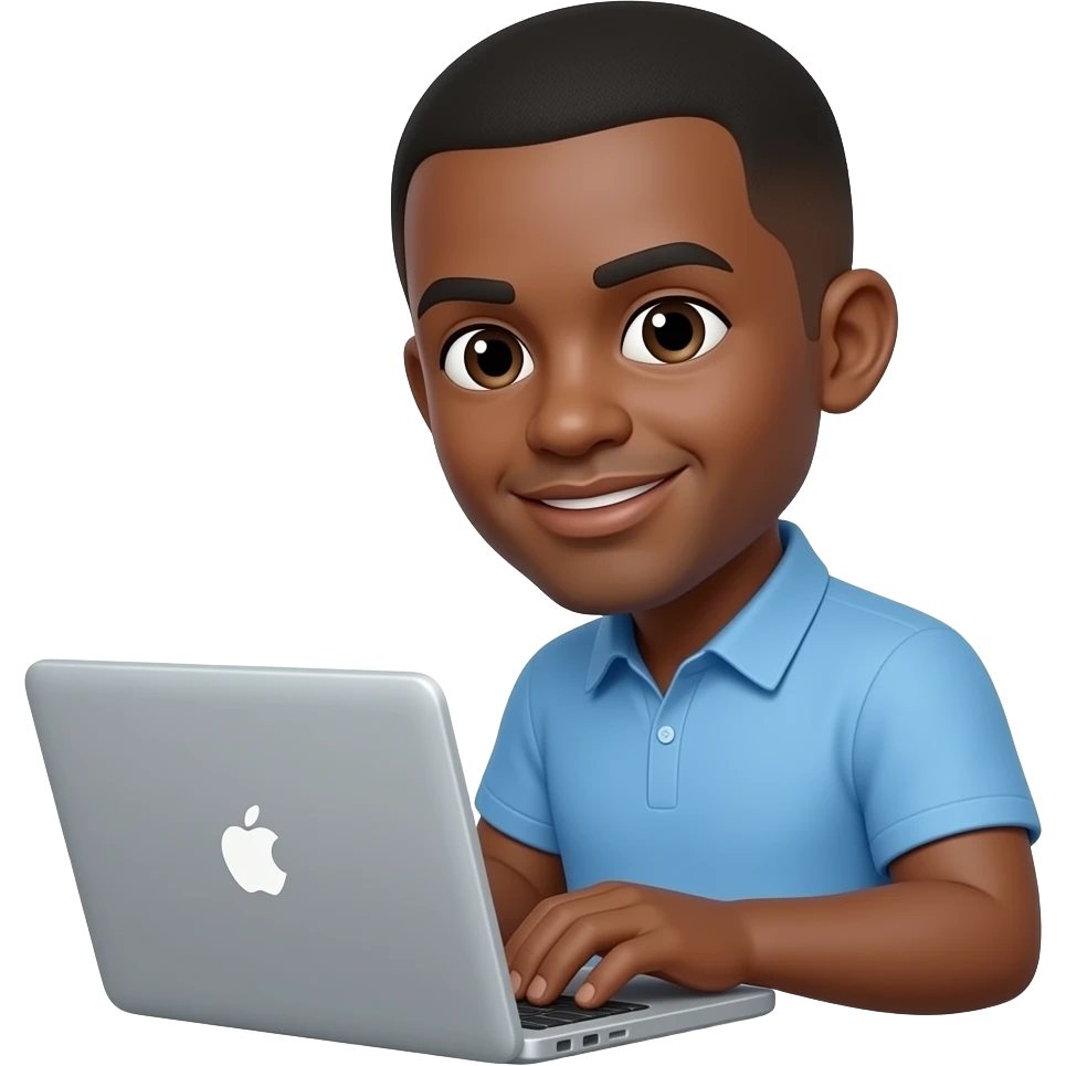 A black man around the laptop emoji