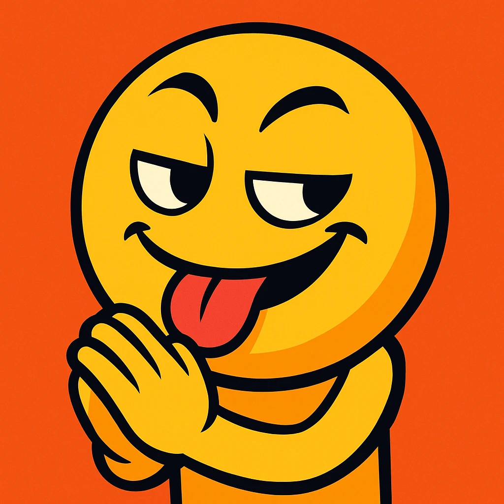 emoji with tongue out, smirking, rubbing hands together emoji