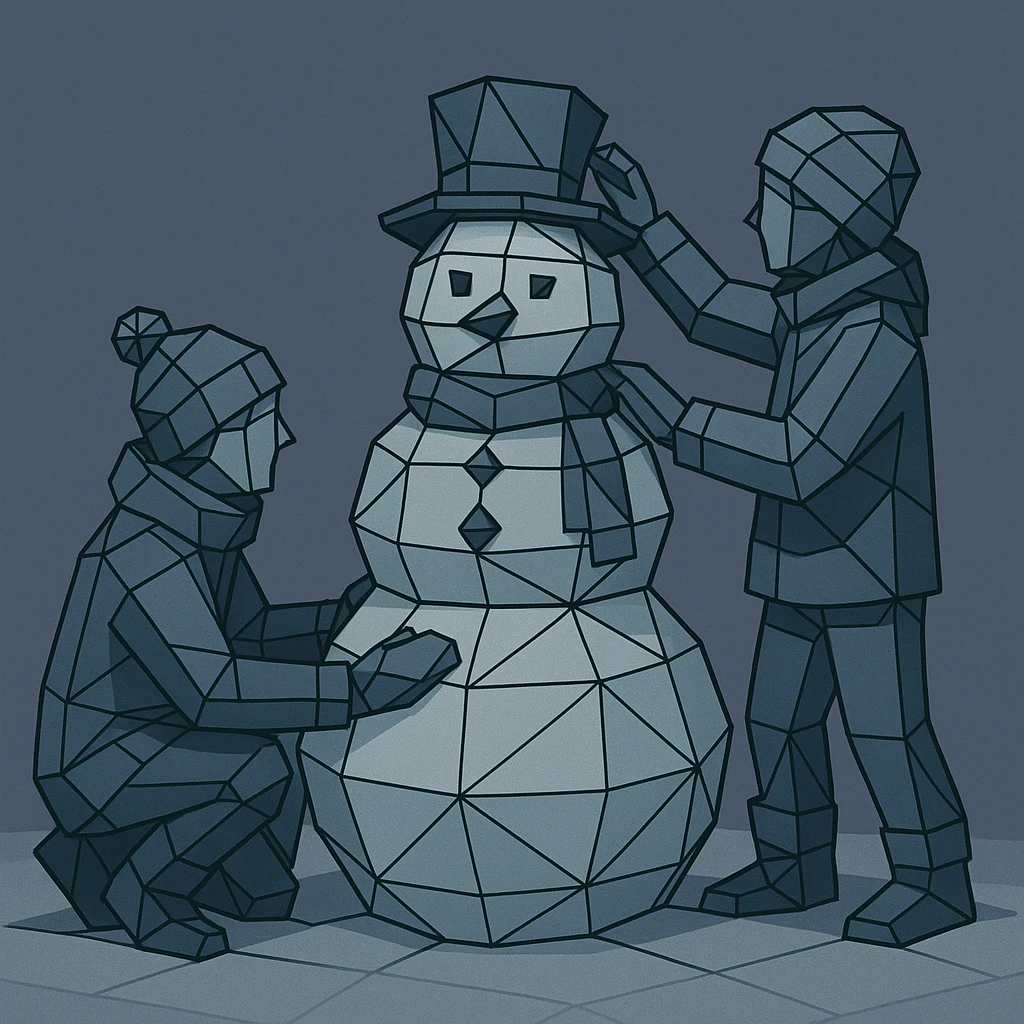 people making a snowman emoji