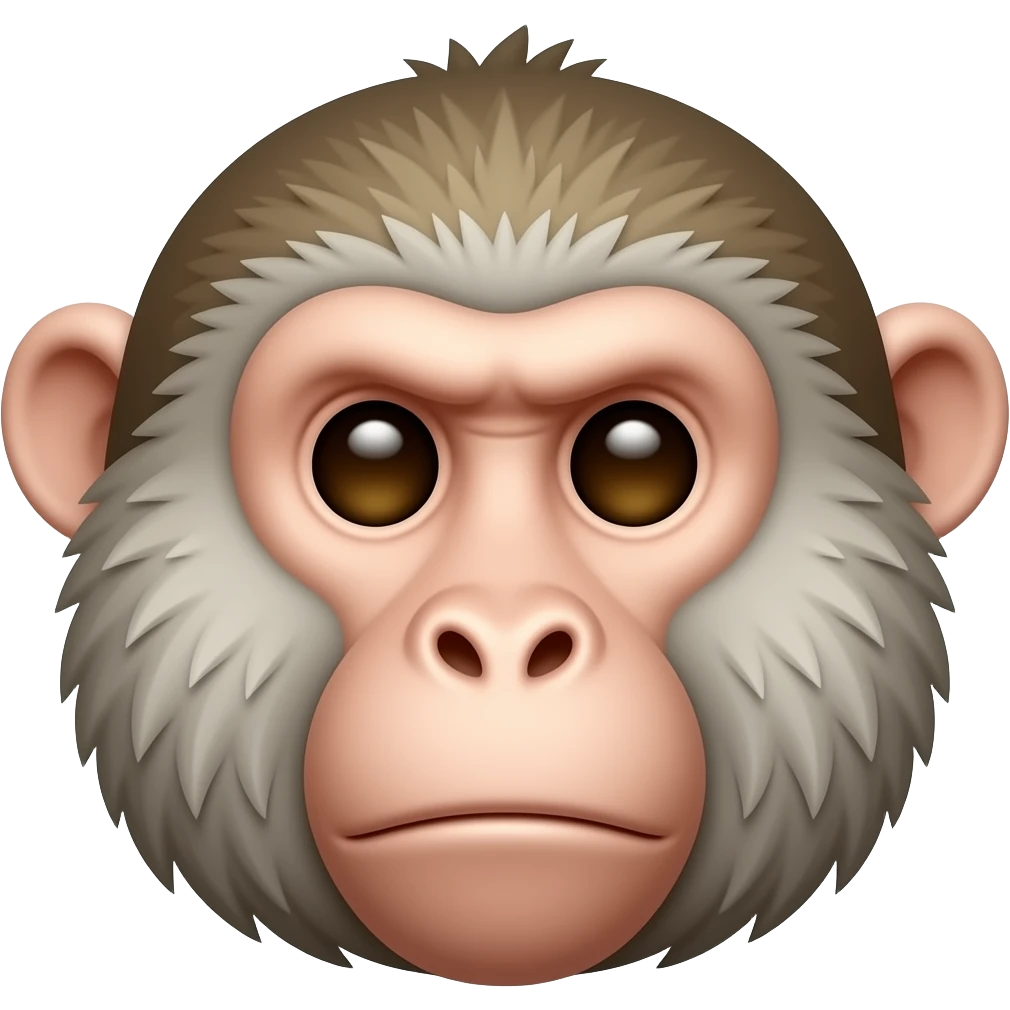 Custom iOS emoji with no blur and a white background. The topic of the emoji is "baboon". It MUST maintain the general apple iOS emoji style. emoji