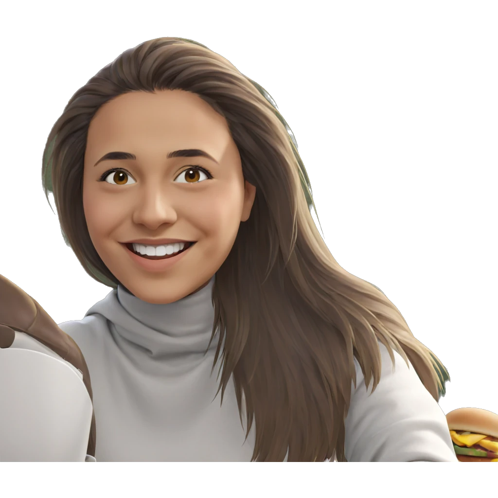smiling girl enjoying outdoor food emoji