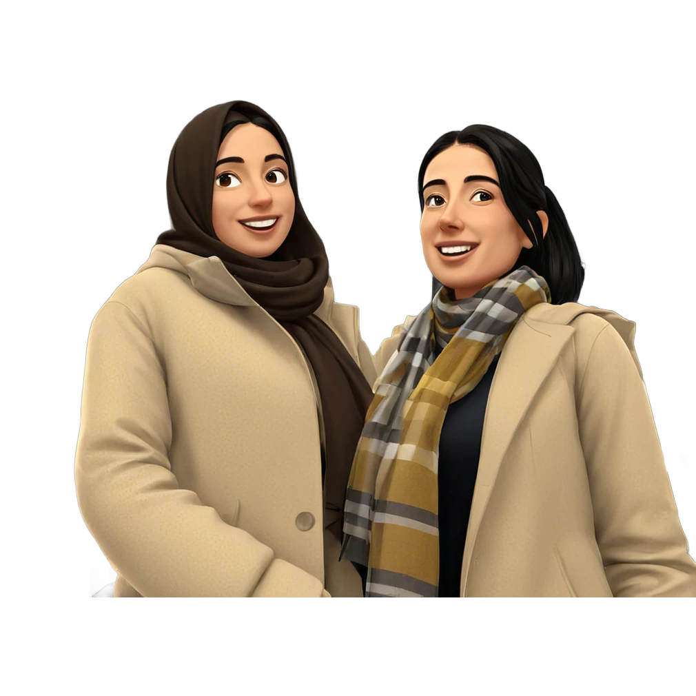 happy girls with scarves emoji