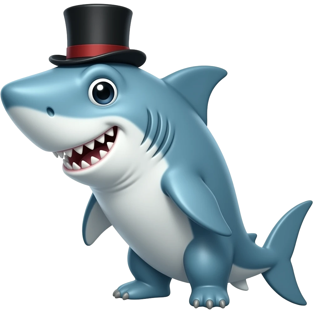 Shark with a top hat emoji