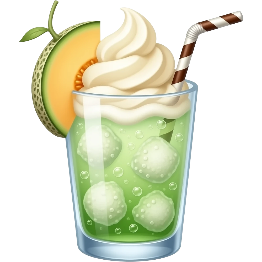 japanese melon soda float with ice cream emoji