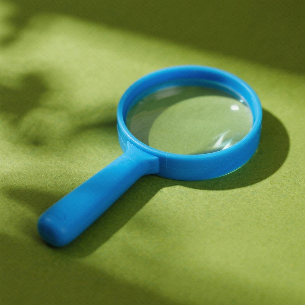 magnifying glass in blue plastic emoji