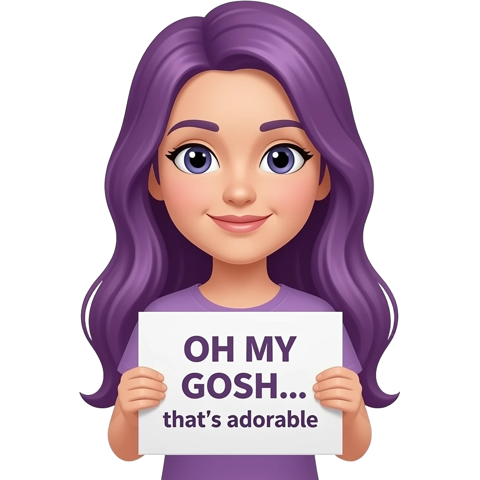 girl with long purple hair with a OH MY GOSH... that's adorable sign emoji