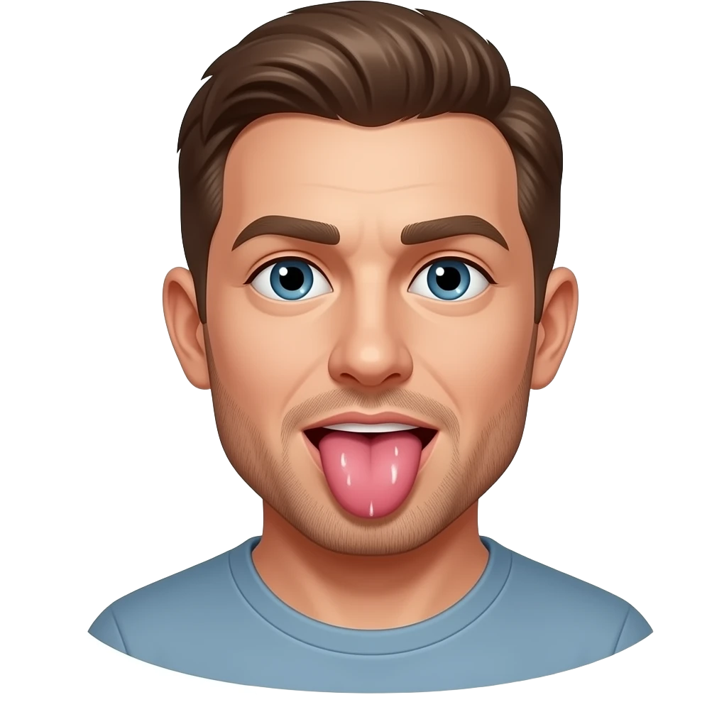 A man that is licking a pic of a wet pussy emoji