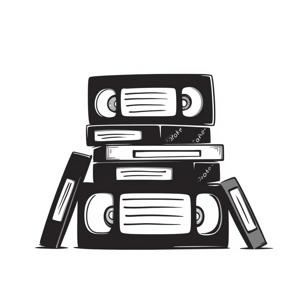 nostalgic pile of VHS video cassettes from the 90s emoji