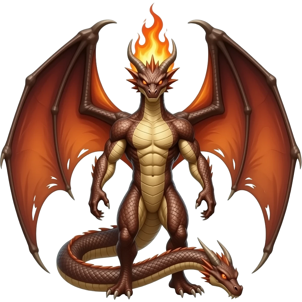 fire serpent with a head, dragon wings and arms and another head in the tail emoji