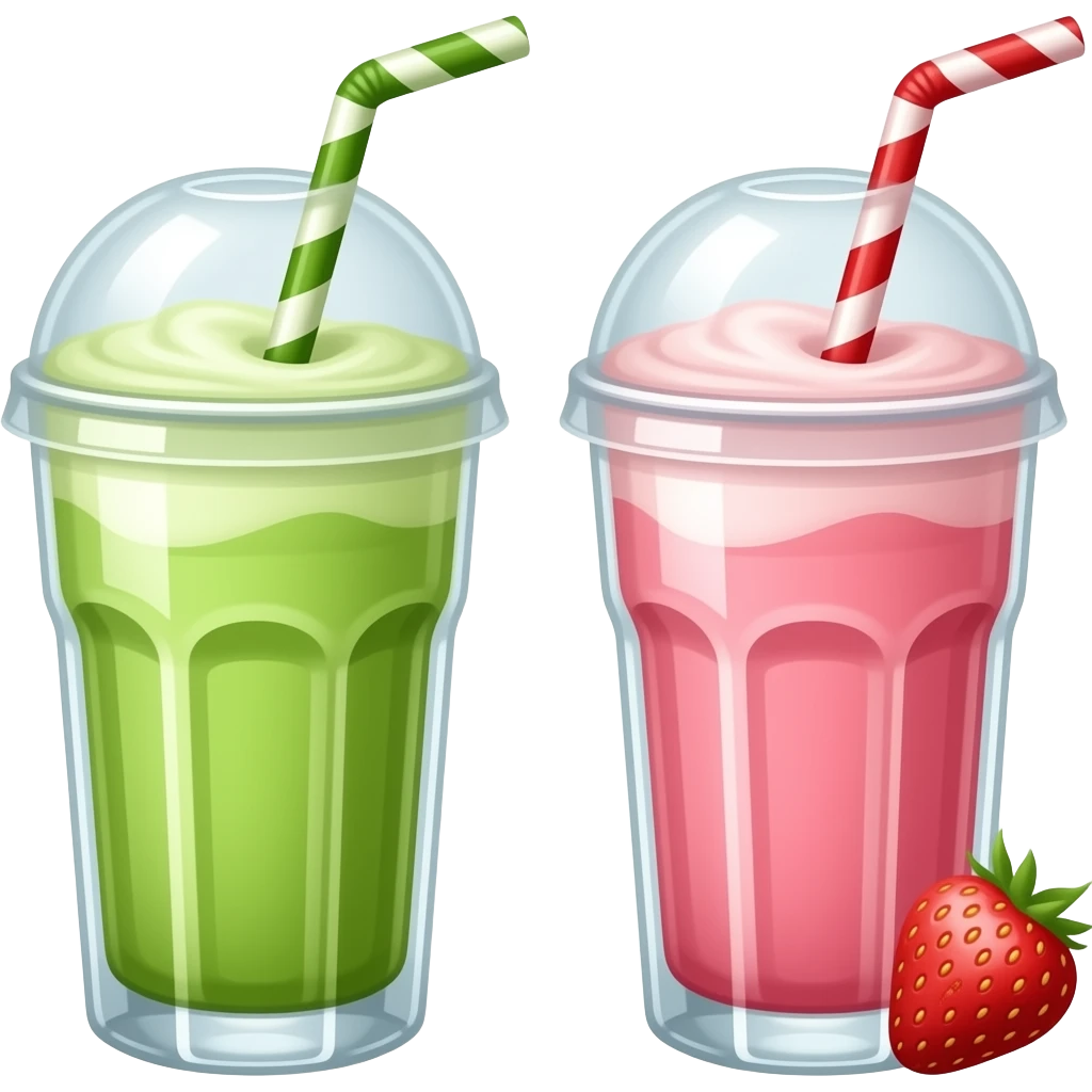 Matcha and strawberry milkshake emoji
