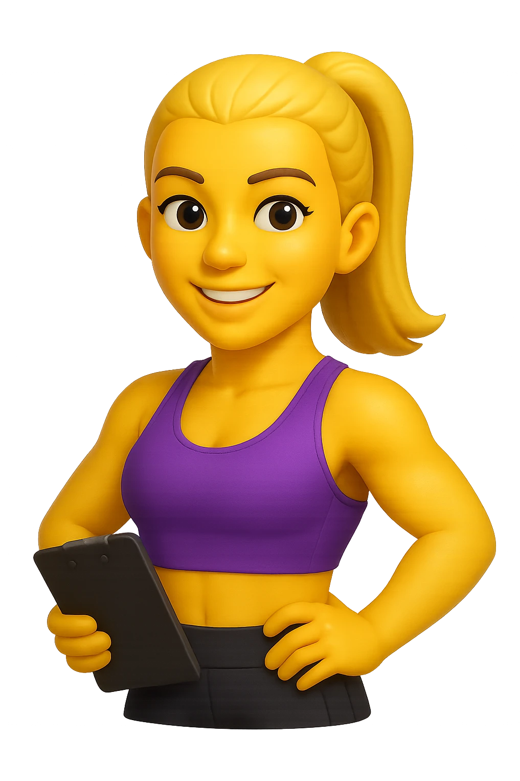 emoji 3d stile iphone che rappresenta una personal trainer bionda donna 3d emoji
