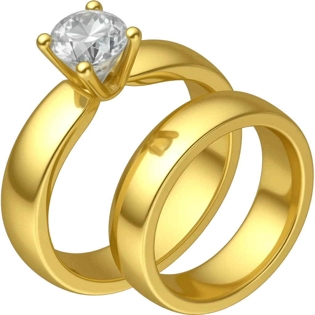 Two rings in two rings in yellow gold, one with a diamond. emoji