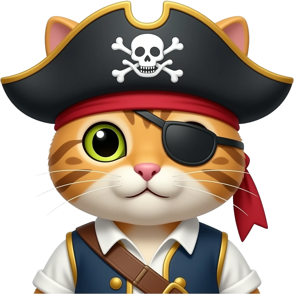 cat pirate with half body close up emoji