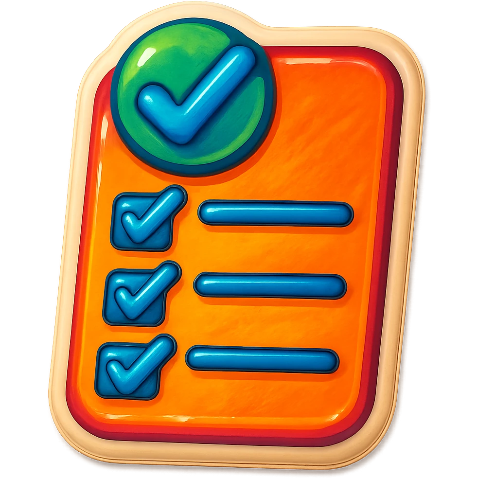 playful and colorful sticker of a checklist or to-do list emoji