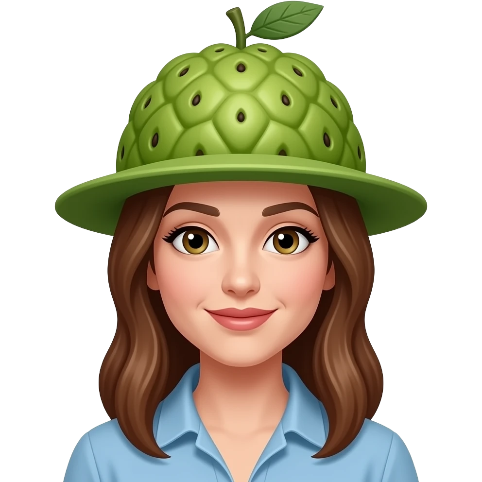 london woman wearing Fruit Hat emoji