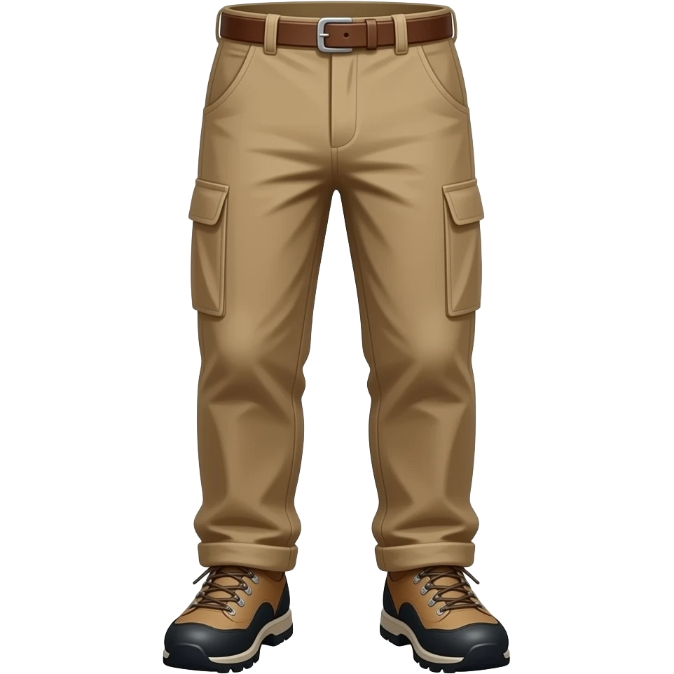 Brown cargo pants and hiking shoes emoji