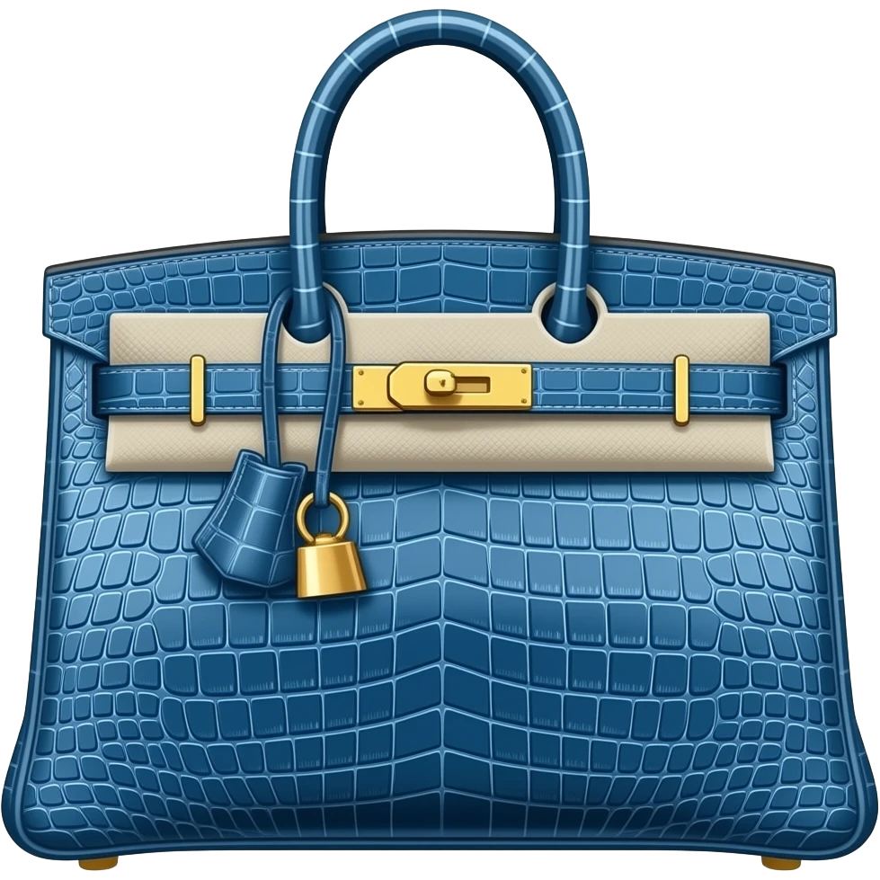blue croc hermes birkin bag gold hardare emoji