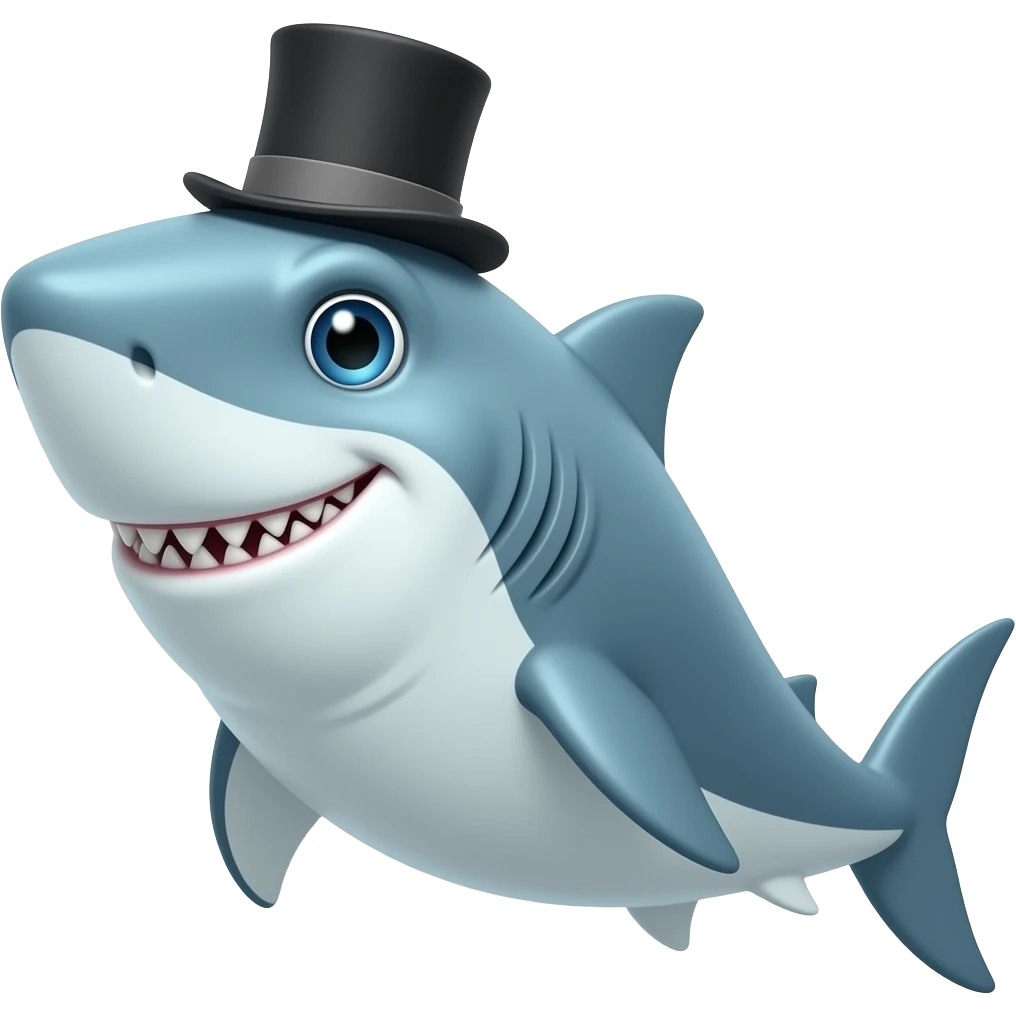 Shark with a top hat emoji