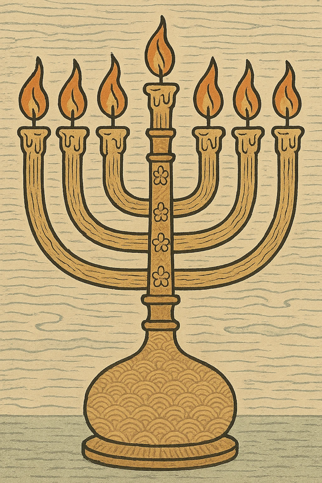 Menorah with 7 branches on transparent background emoji