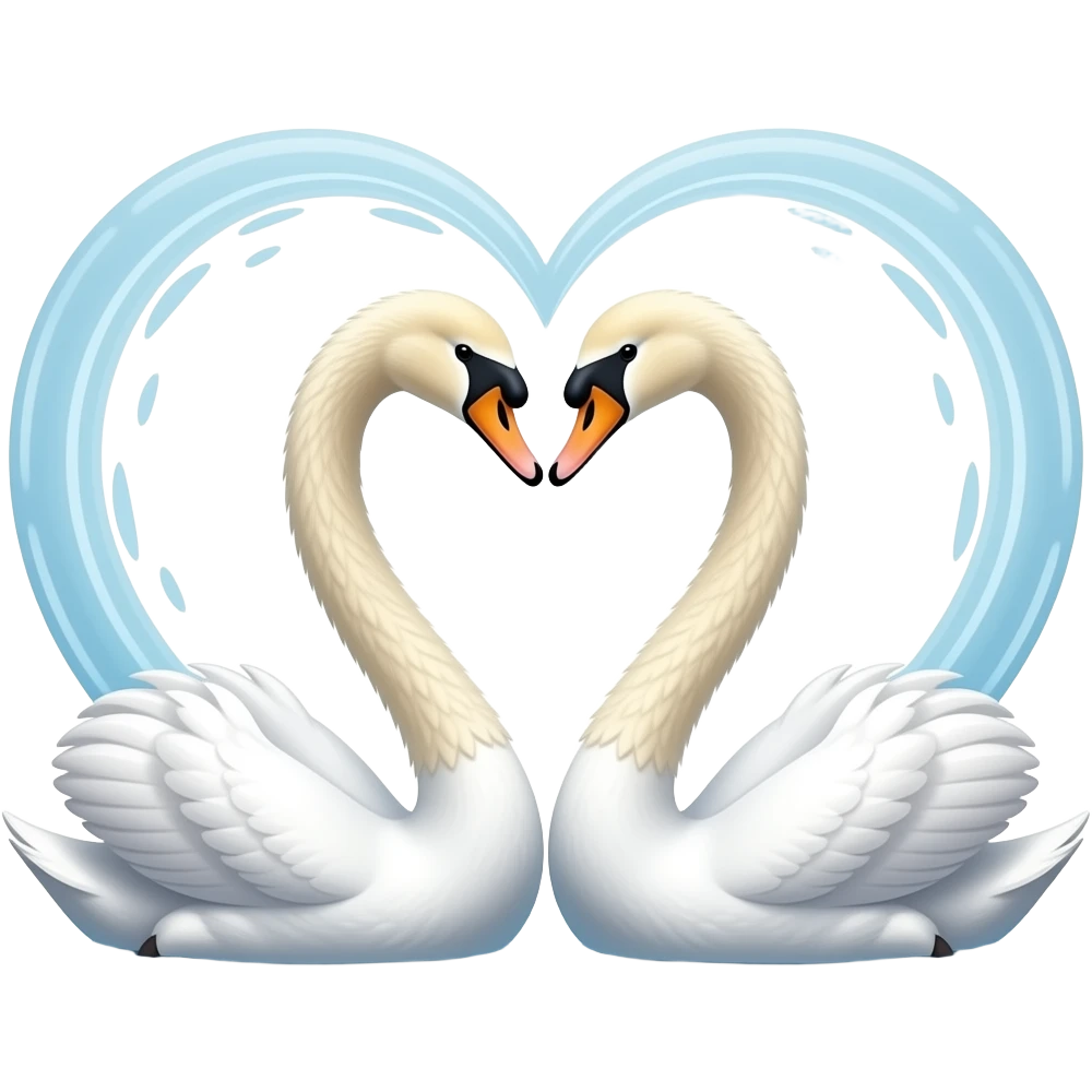 two swans forming heart shape emoji