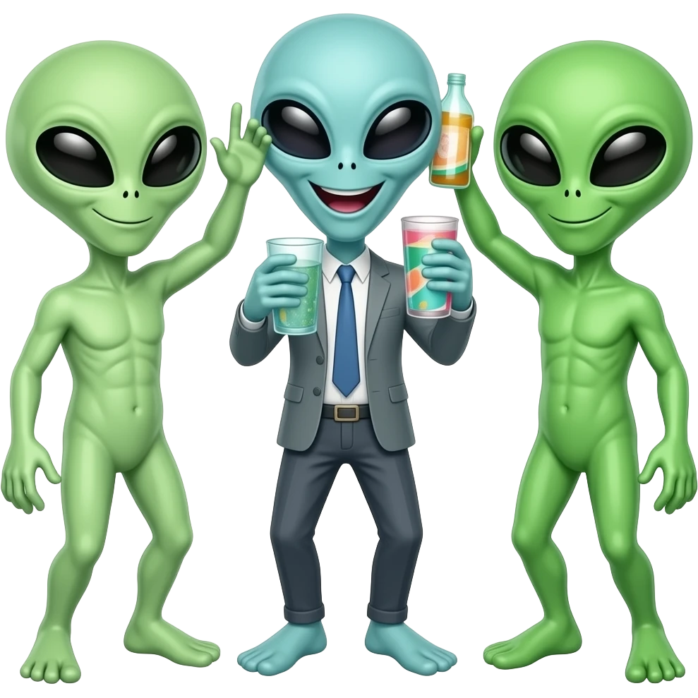 신나는 금요일 느낌과 외계인이 파티하는 그런 느낌 emoji