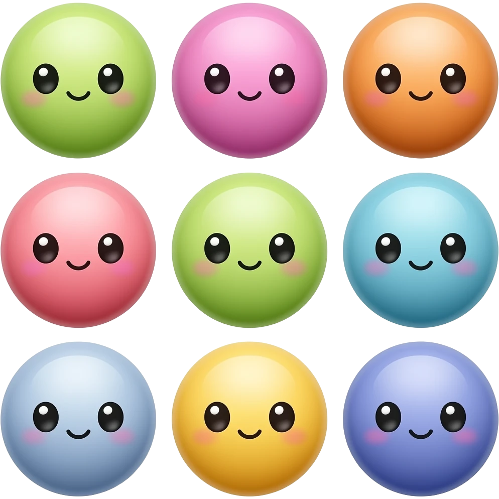 Colorful balls with cute eyes emoji