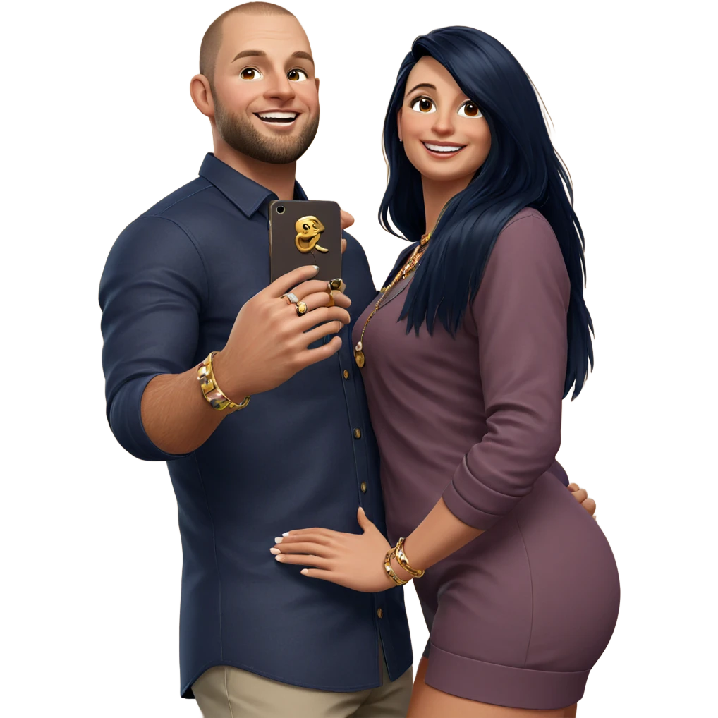 happy couple with jewelry emoji