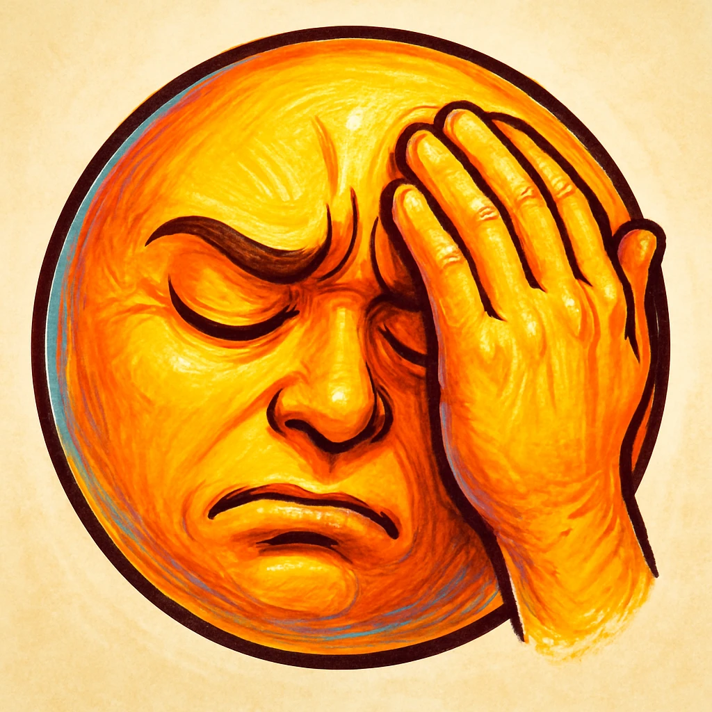 facepalm emoji face, expressive, detailed, digital art emoji