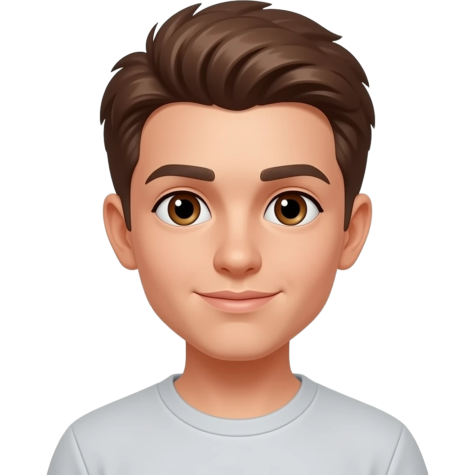Adolescente de pelo marrón, ojos marones y piel blanca emoji