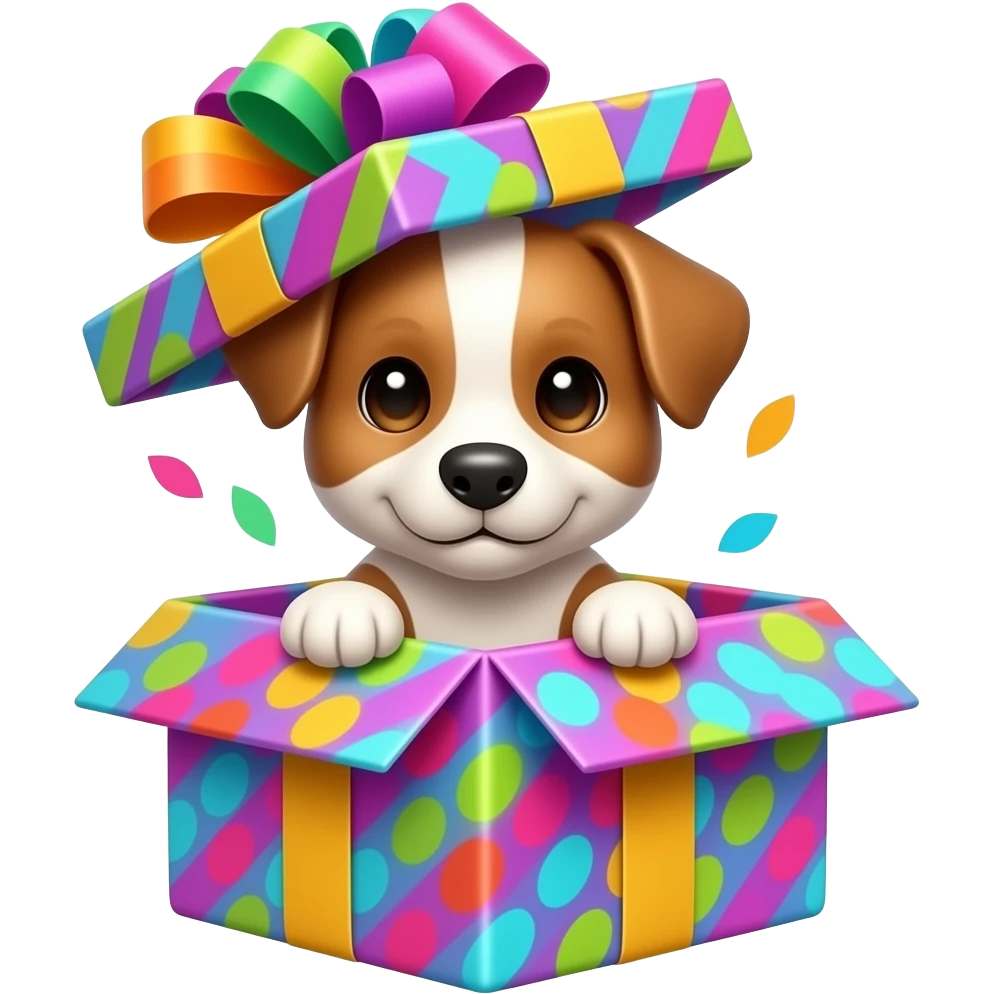 puppy in the birthday gift box emoji