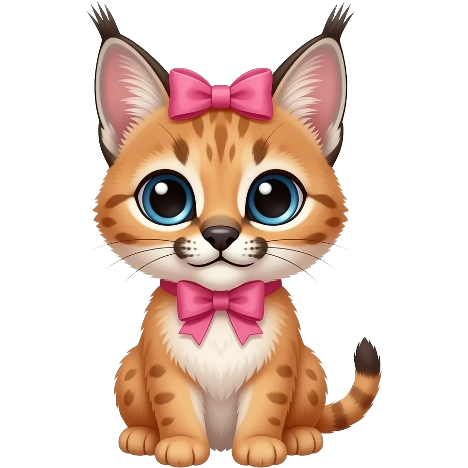 a baby Caracal with a pink bow emoji