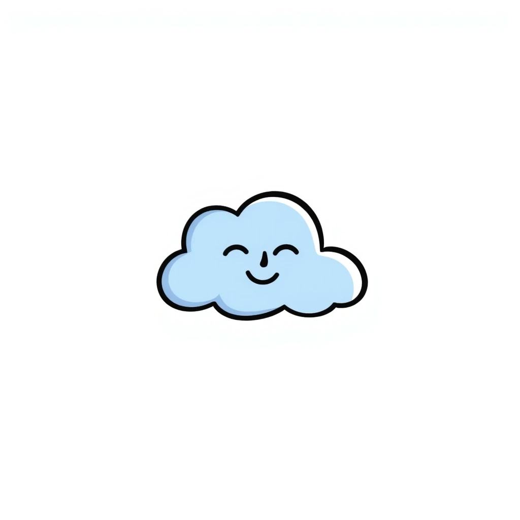 blue cloud, simple and friendly emoji
