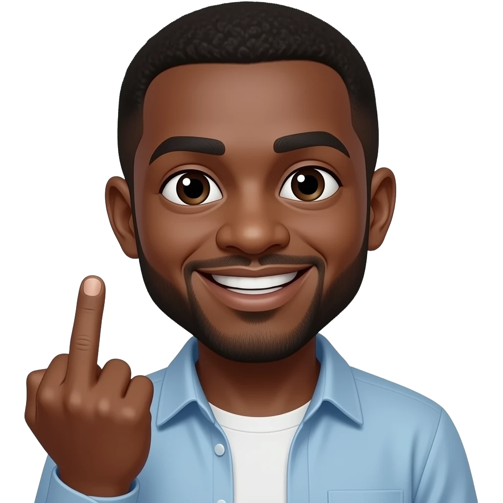 Black emoji Man middle finger smiling emoji