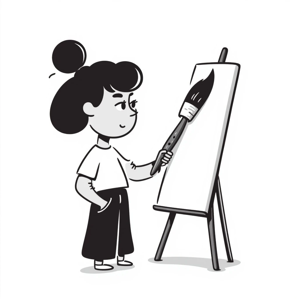 A girl holding a brush emoji