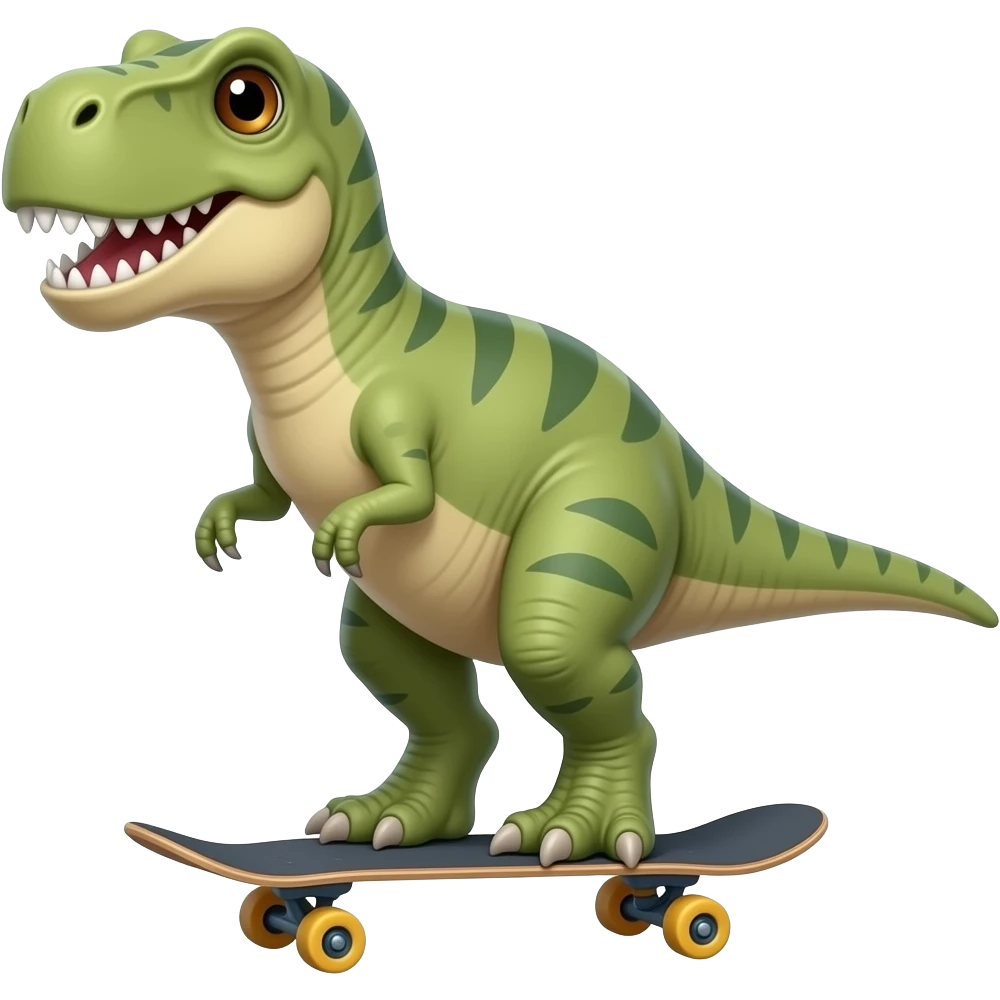 Dinosaur on a skateboard emoji