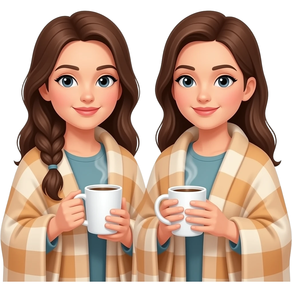 Women with Blankets and Coffees emoji