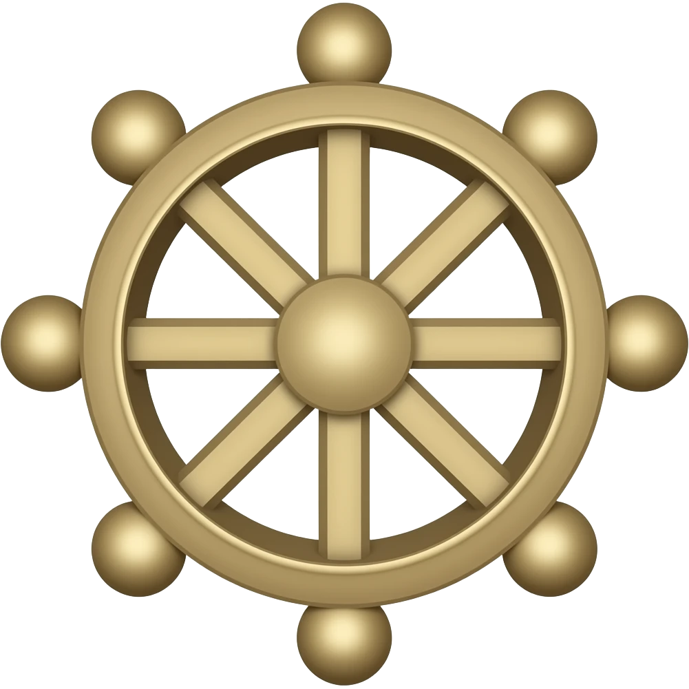 Mahoraga wheel with 6 balls at the tips with one single colour emoji