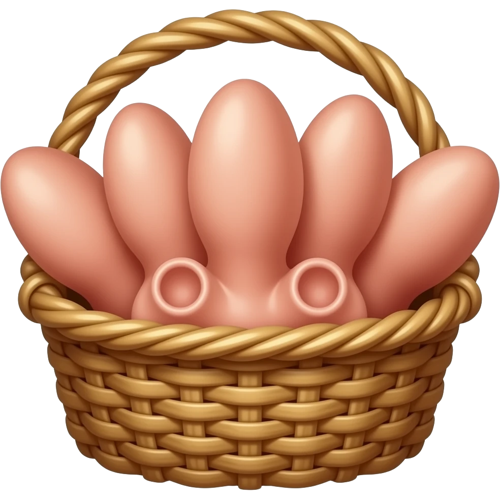 a basket full of detailed phallic penis shapes emoji
