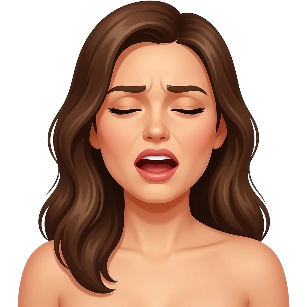 Naked girl sex moaiñg emoji