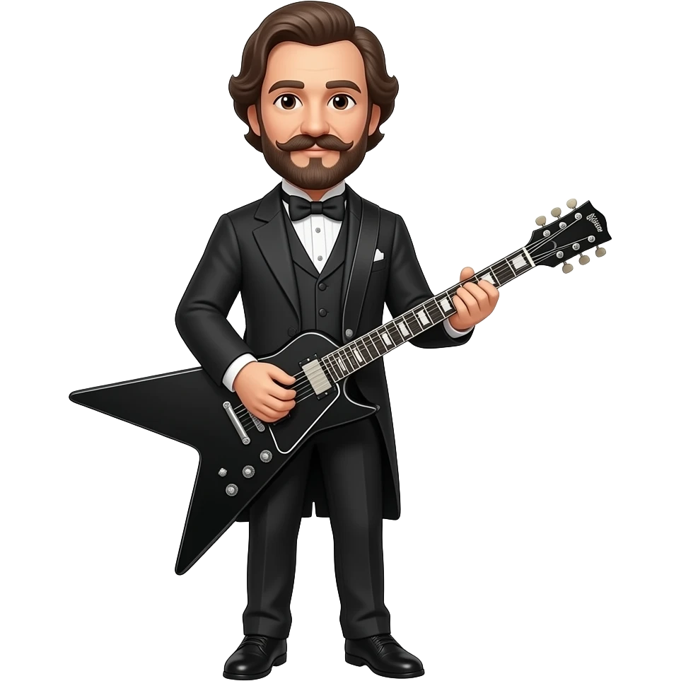Giuseppe Verdi with black metal electric guitar full body emoji