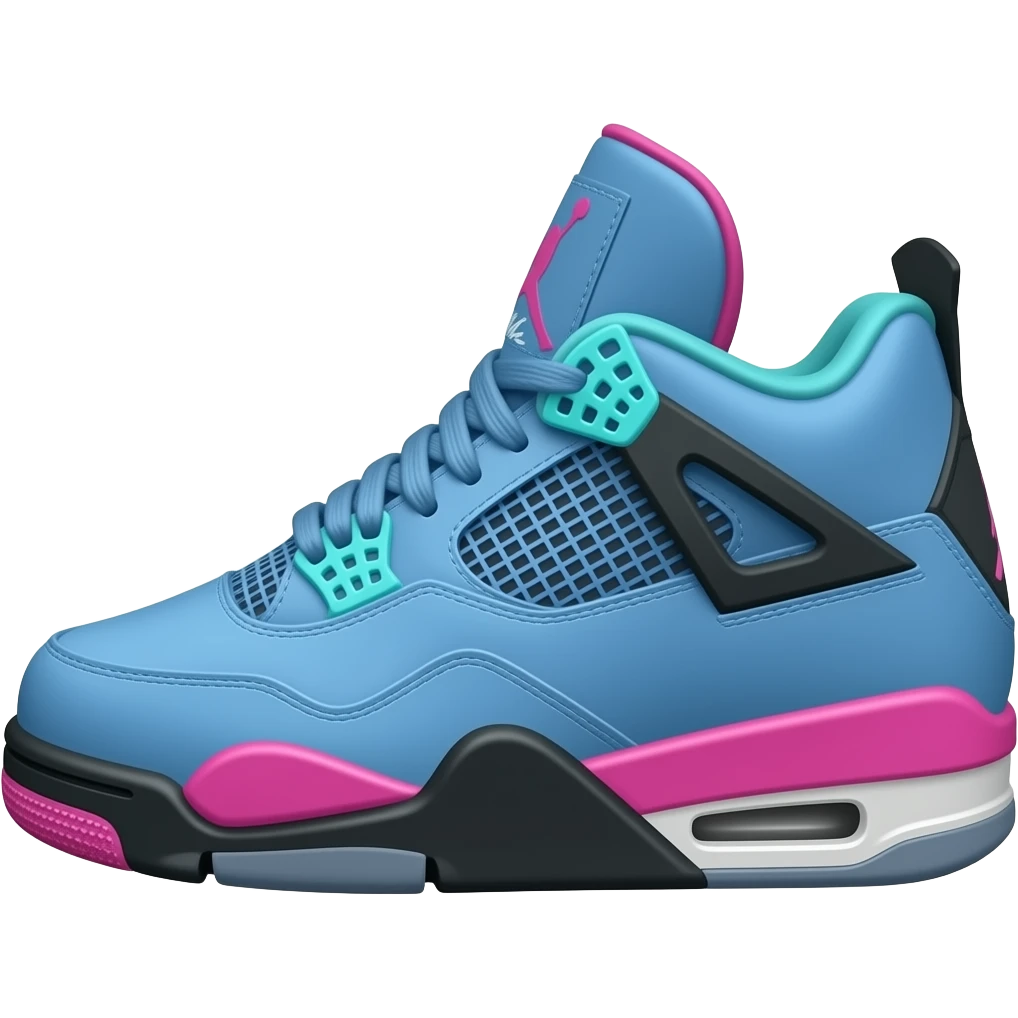 Make really cool Jordan 4 shoes using blue teal and pink emoji
