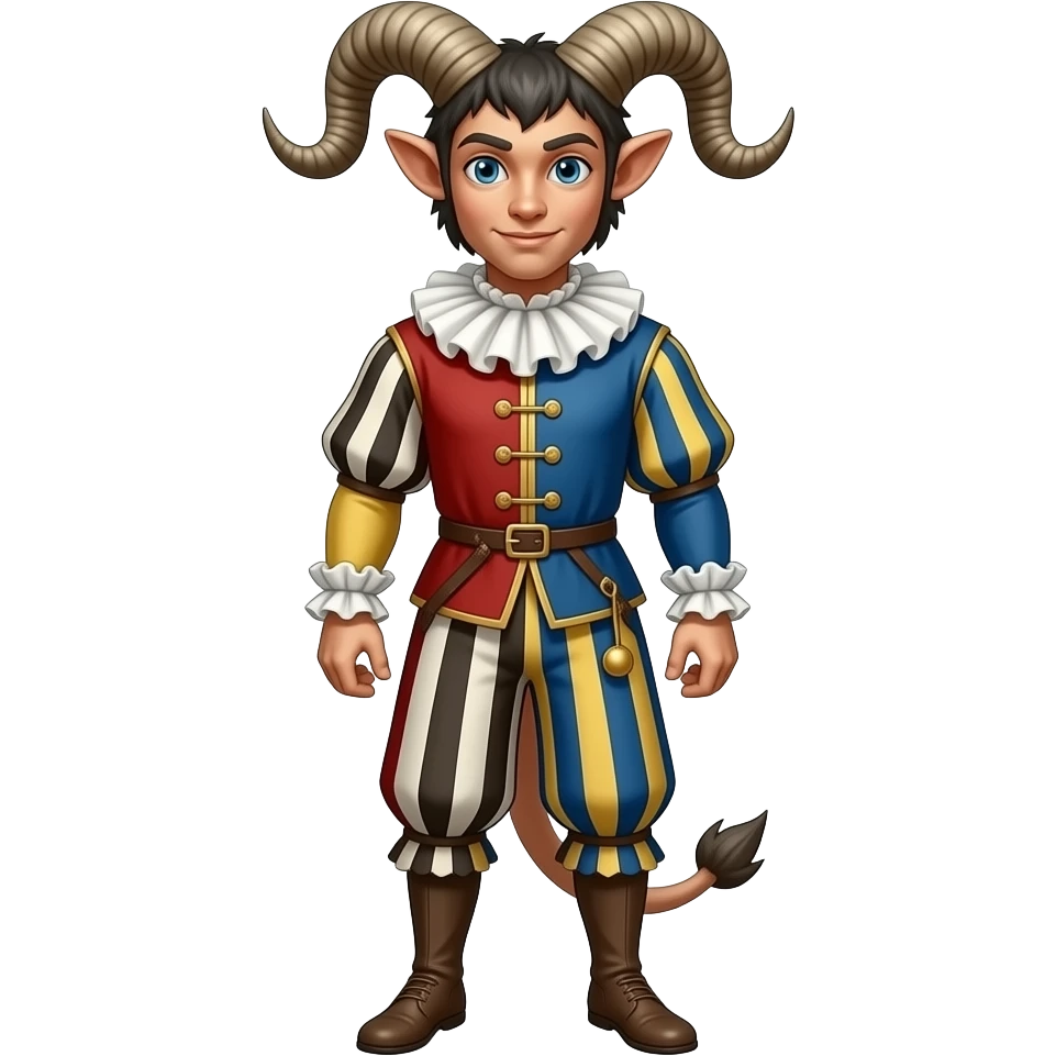 A faun dressed in medieval juggler outfit. Full body emoji